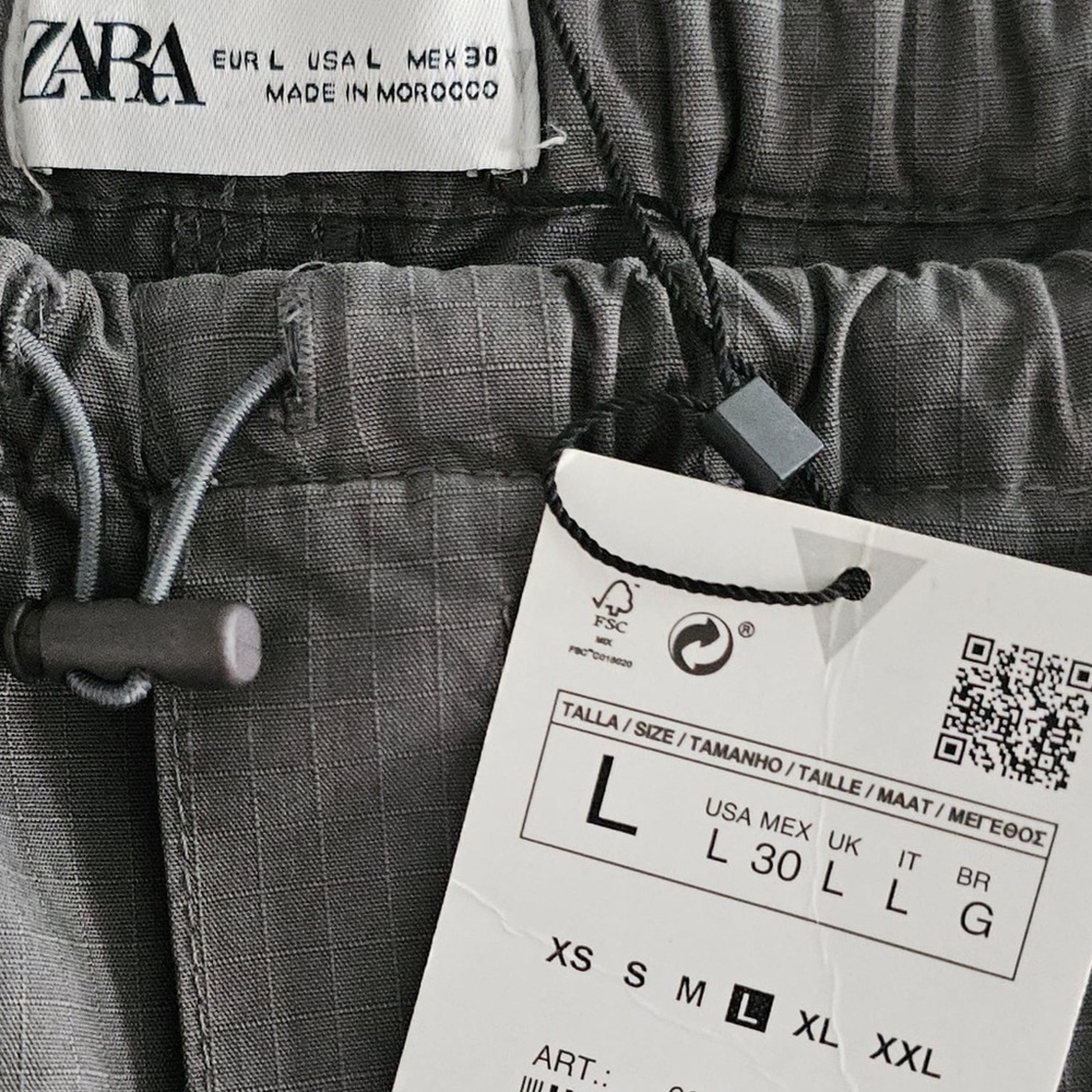 ZARA Hi-Tech Drawstring Grey Cargo Maxi Skirt Size Large NWT - Picture 9 of 10